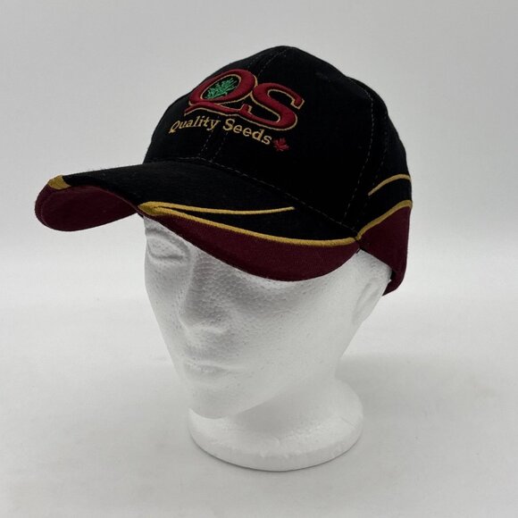 Quality Seeds Hat Cap Adjustable Black Burgundy 100% Cotton One Size - Picture 1 of 8